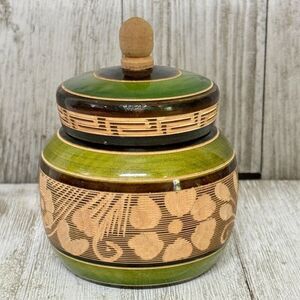 Vintage Hand Carved Wood Trinket Box